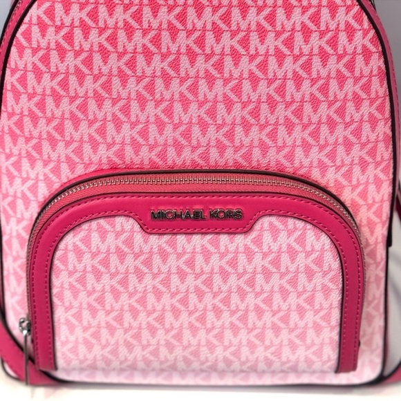 Michael Kors Jaycee Medium Ombré Signature Logo Backpack Dragonfruit - Picture 4 of 8